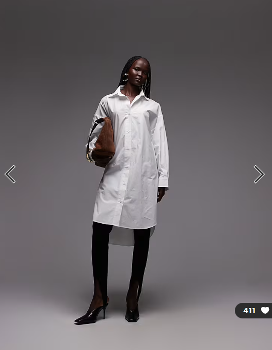 ASOS DESIGN wide cuffs longline oversized shirt in white