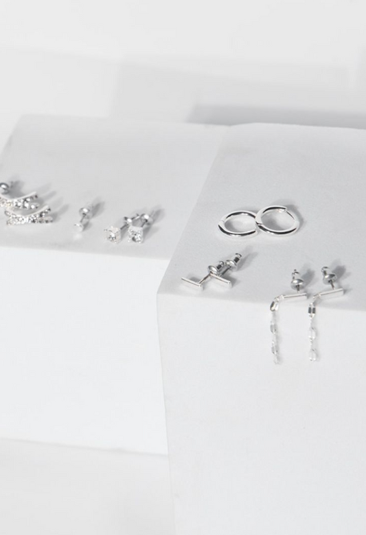 Silver Simple Elegant Stud & Hoop Multipack