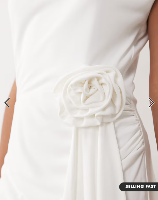 Six Stories Bridal stretch cap sleeve corsage midaxi dress in white