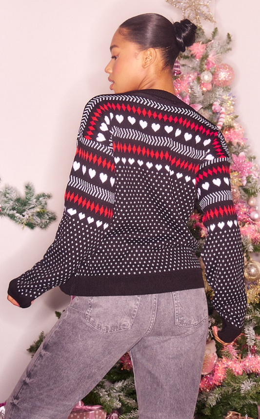 Monochrome Fairisle Oversized Christmas Sweater