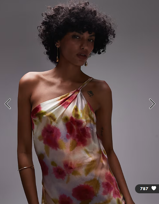 Topshop asymmetric one shoulder open back midi occasion dress in watercolour bloom