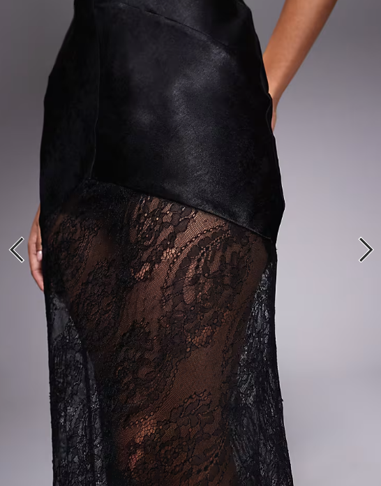ASOS DESIGN satin and lace mix sheer bodice cami maxi dress in black