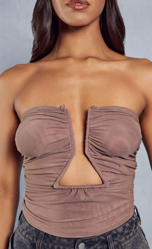 Mesh Wired Cut Out Cropped Top