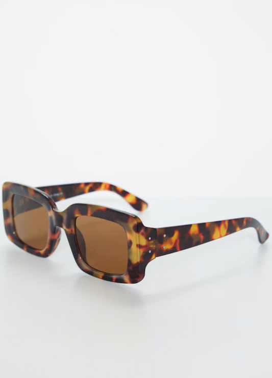 Tortoiseshell Rectangle Thick Frame Sunglasses