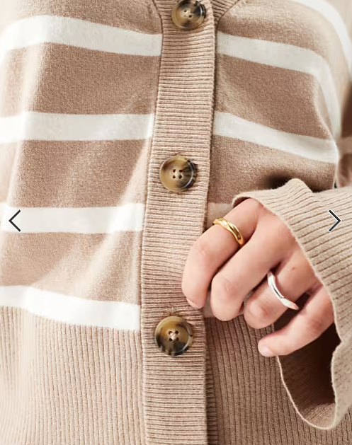 Pieces cardigan in beige and white stripe