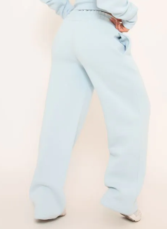 Elasticated Waist Wide Leg Joggers In Blue