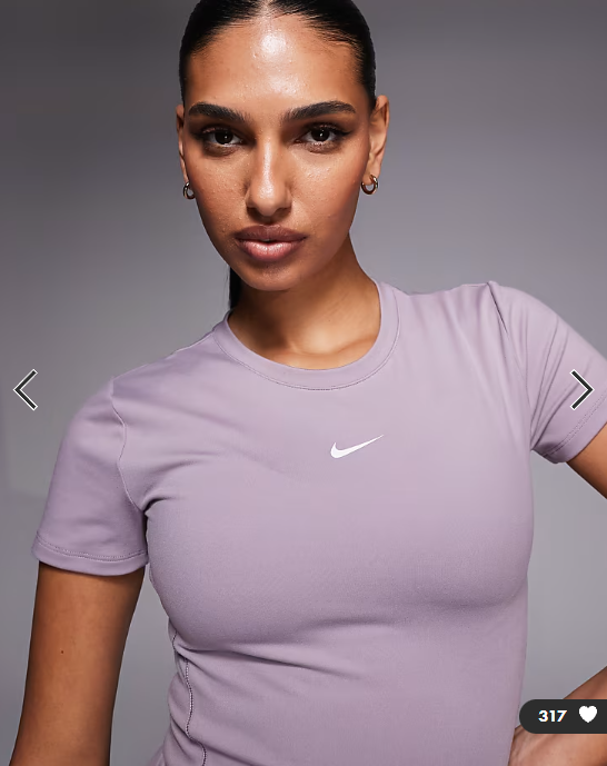 Nike One Training fitted short sleeve top in light purple