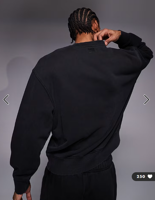 4505 Icon Rest Day heavyweight 440gsm cotton oversized boxy sweatshirt in washed black