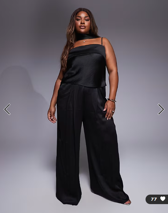 TFNC Plus bandeau top with scarf neck detail co-ord in black