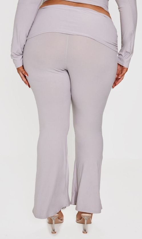 Plus Grey Marl Contour Jersey Flared Trousers