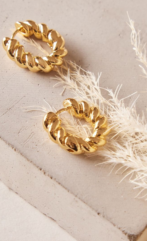 Gold Plated Twisted Mini Hoop Earrings