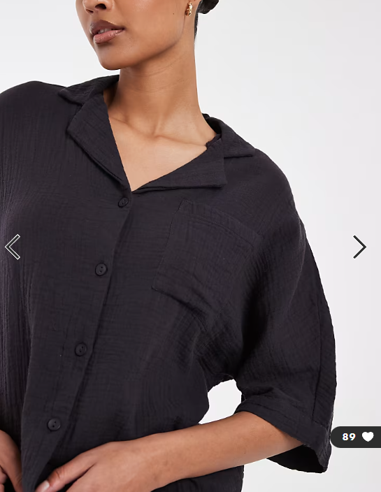 ONLY cheesecloth button down shirt co-ord in wash black
