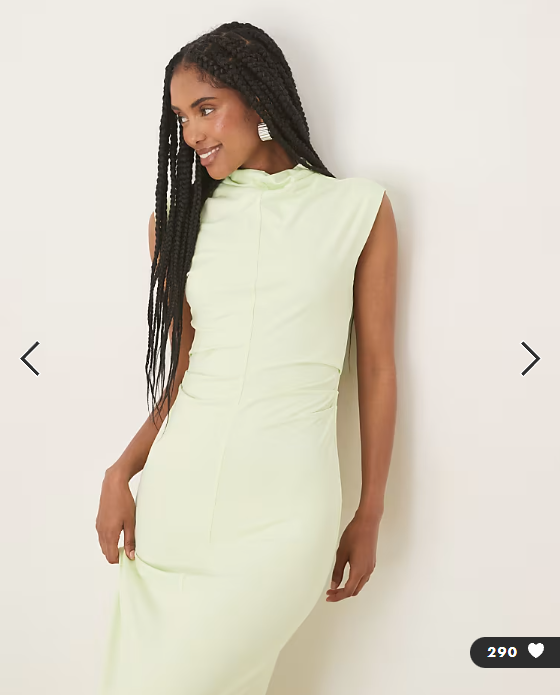 ASOS DESIGN high neck soft touch midi dress with ruching in mint