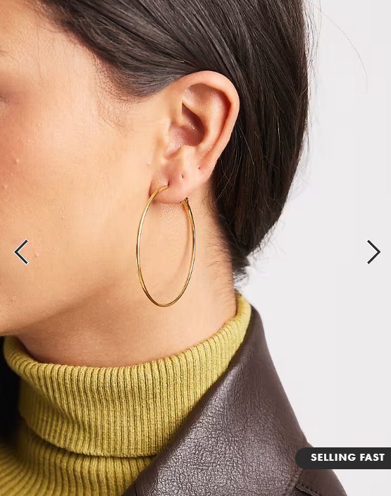 ASOS DESIGN waterproof stainless steel basic hoop earrings in gold tone