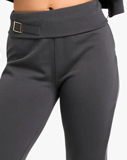 boohoo Petite Deep Hem Shrunken Zip Through And Flared Jogger Tracksuit