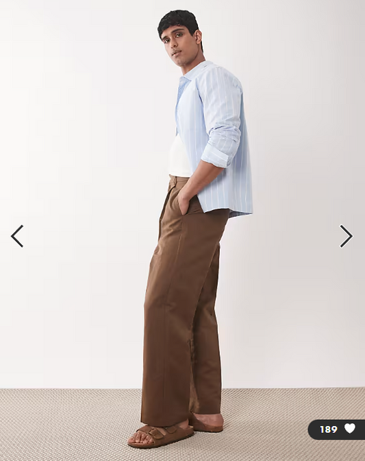 ASOS DESIGN smart pleated linen rich wide leg trousers in dark brown