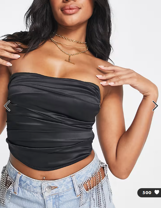 ASOS DESIGN stretch satin corset top in black