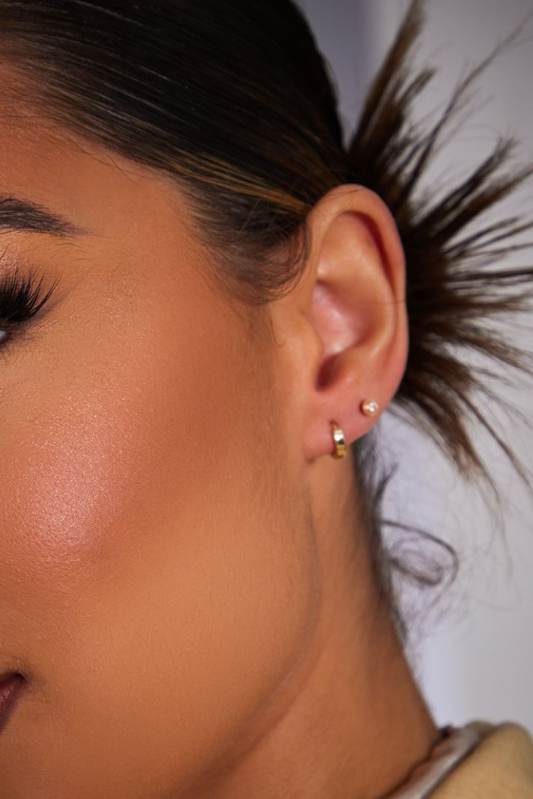 Real Gold Plated Dainty Huggie 2 Pack Hoop Earrings