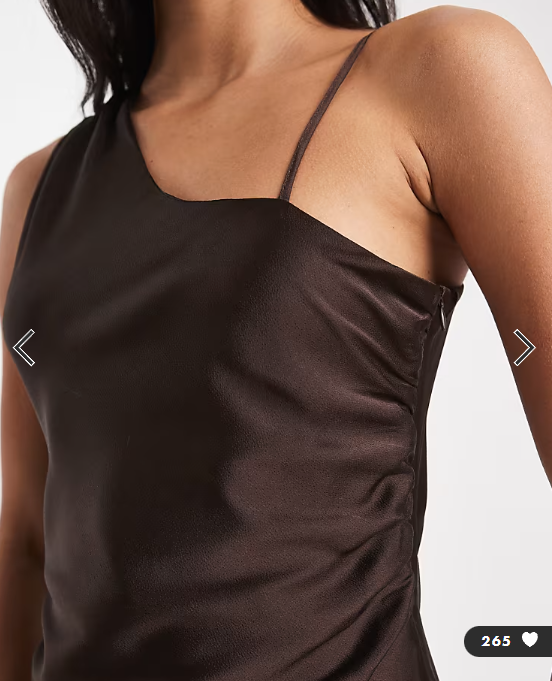 Vero Moda asymmetric shoulder detail ruched satin maxi dress in chocolate
