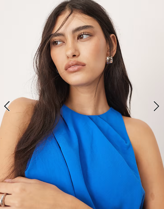 ARRANGE ruched detail racer neck top in bold blue