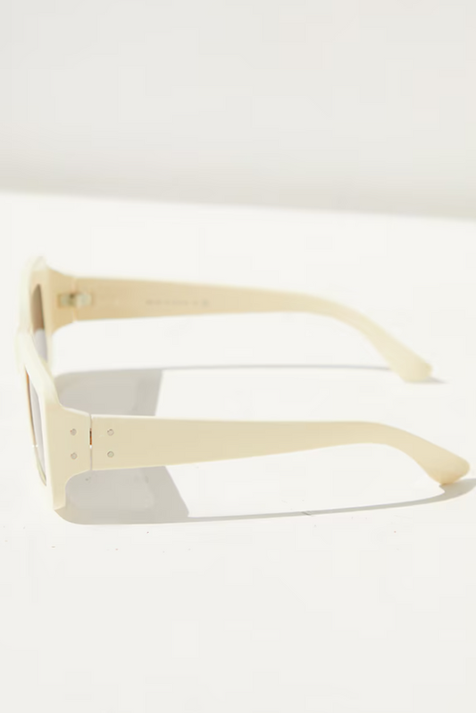 Cream Rectangle Thick Frame Sunglasses