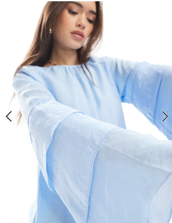 ASOS DESIGN top with flare sleeve in soft touch fabric in blue
