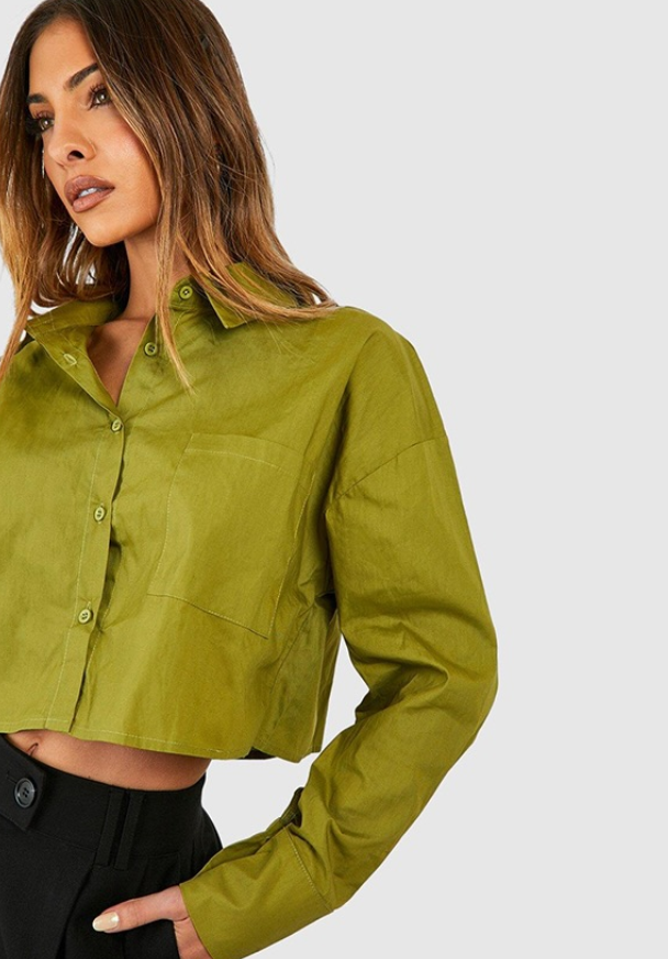 Boohoo - Solid Boxy Cropped Shirt Boohoo