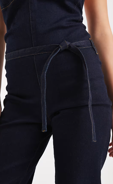 Asos - Miss Selfridge plunge tie waist jumpsuit in indigo