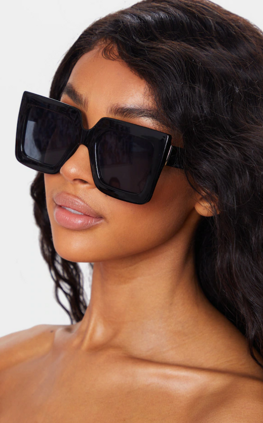 Black Square Oversized Frame Sunglasses