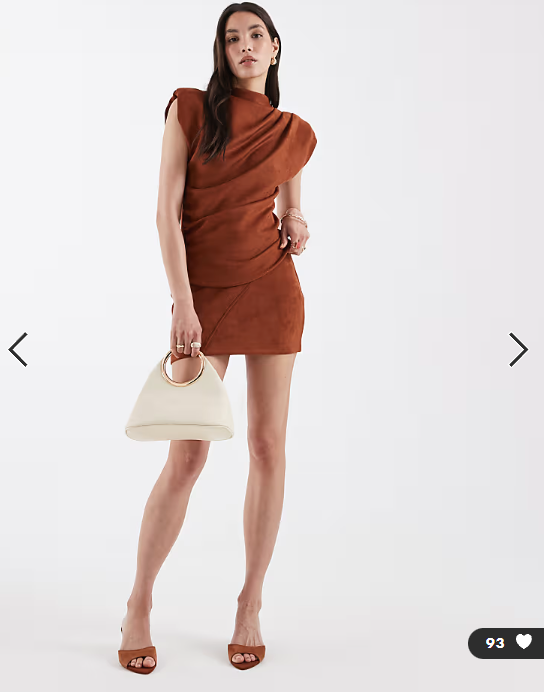 ASOS DESIGN faux suede short sleeve top co-ord with open back detail in tan