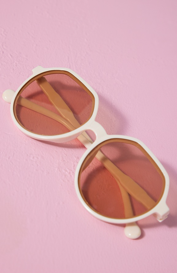 Nude Flat Top Rounded Sunglasses