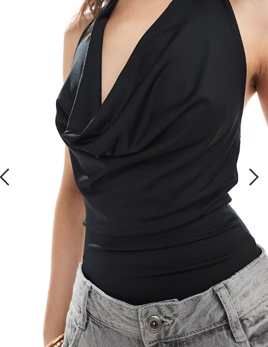 New Look halter cowl neck bodysuit in black
