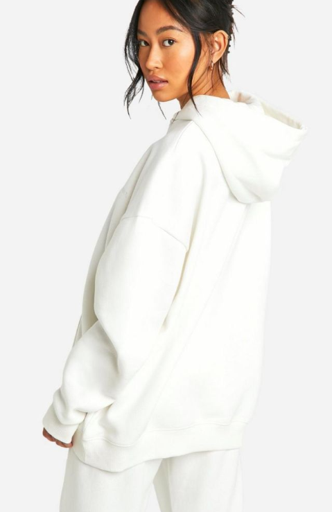 Boohoo - Dsgn Studio Embroidered Oversized Hoodie - ecru