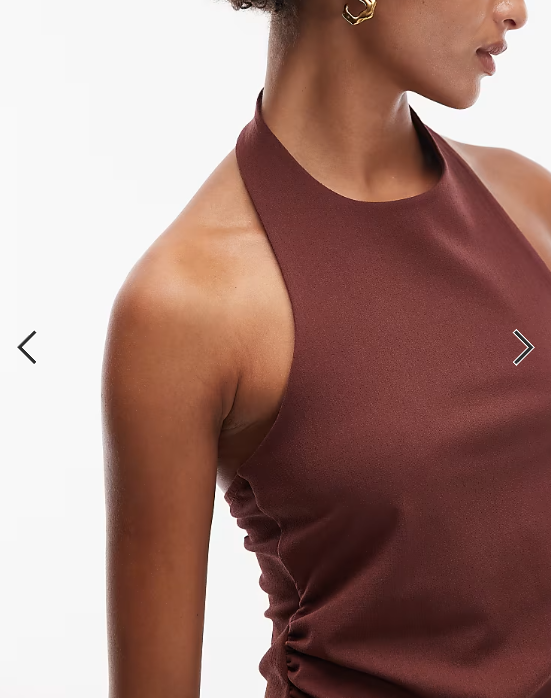 ASOS DESIGN co-ord clean halter top in brown