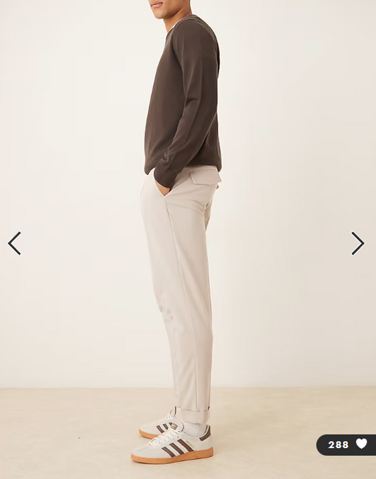 ASOS DESIGN smart tapered chino trouser in stone twill