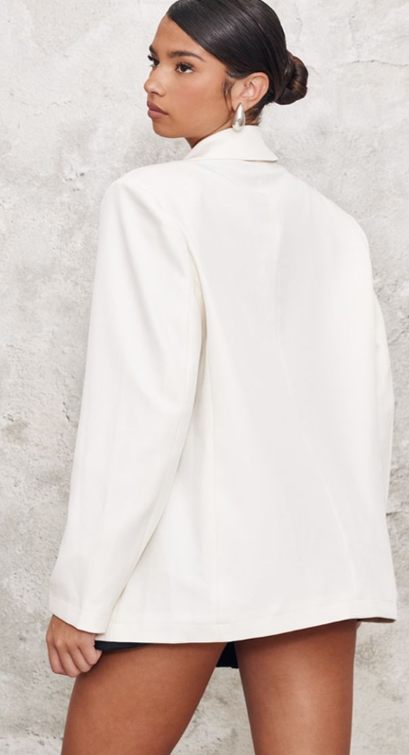 Ecru Seam Detail Structured Oversized Blazer