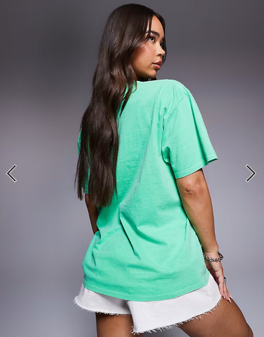 Kaiia cotton rich exclusive papaya fruit graphic oversized t-shirt in green