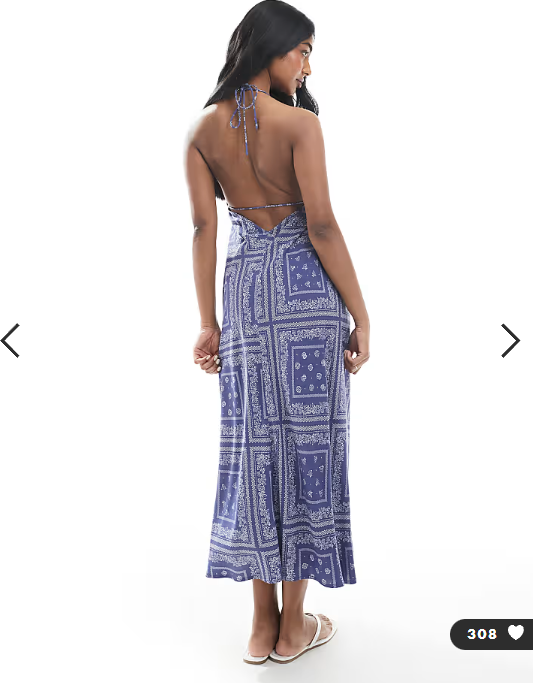 Miss Selfridge halter neck spun maxi dress in bandana print