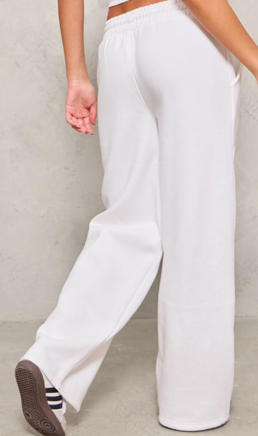 Cream Oversized Low Rise Wide Leg Joggers