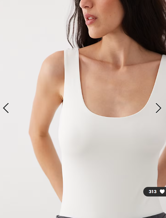 ASOS DESIGN polyamide slinky scoop bodysuit in ivory