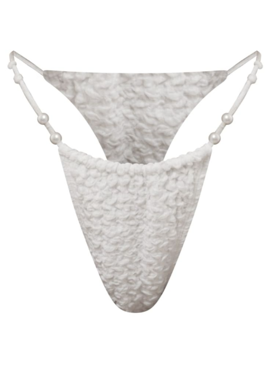White Bubble Textured Tanga Bikini Bottoms