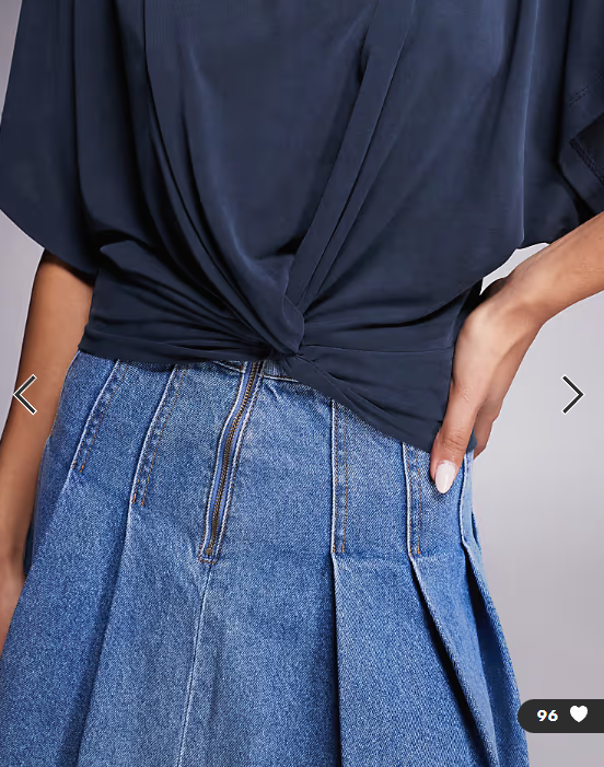 ASOS DESIGN grown on neck floaty batwring top with twist front detail in navy