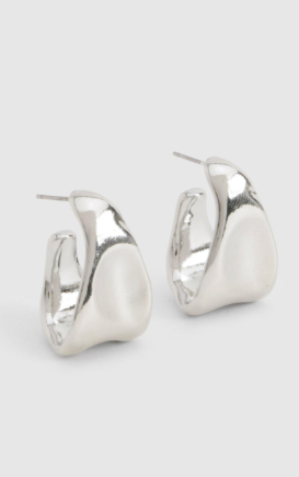Silver Abstract Mini Hoop Earrings