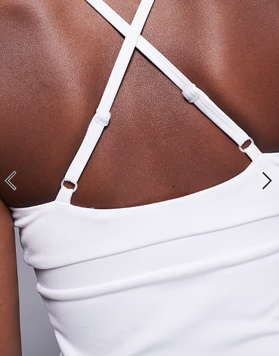4505 Tennis active deep v cross back tank top in white