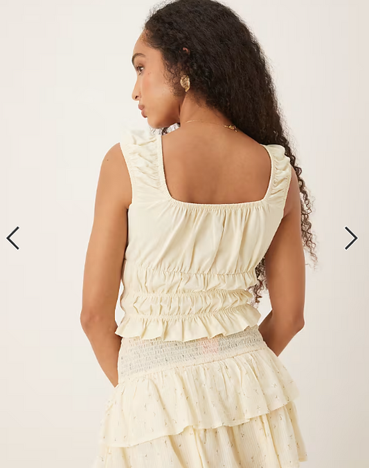 ASOS DESIGN milkmaid short sleeve top in yellow