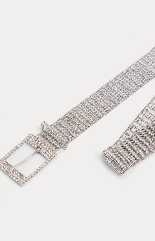 Silver Diamante Chain Link Belt