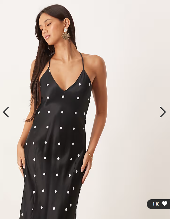 ASOS DESIGN satin seam detail maxi dress in polka dot