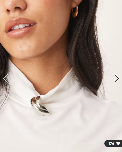 JDY brooch detail sleeveless high neck top in white