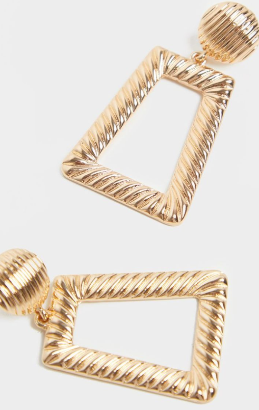 Gold Circle Stud Small Line Effect Door Knocker Earring