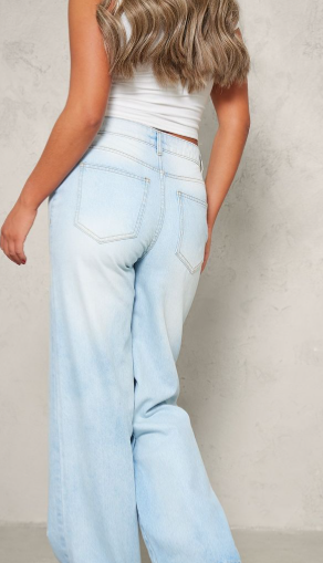 Light Blue Extreme Distressed Wide Leg Jeans